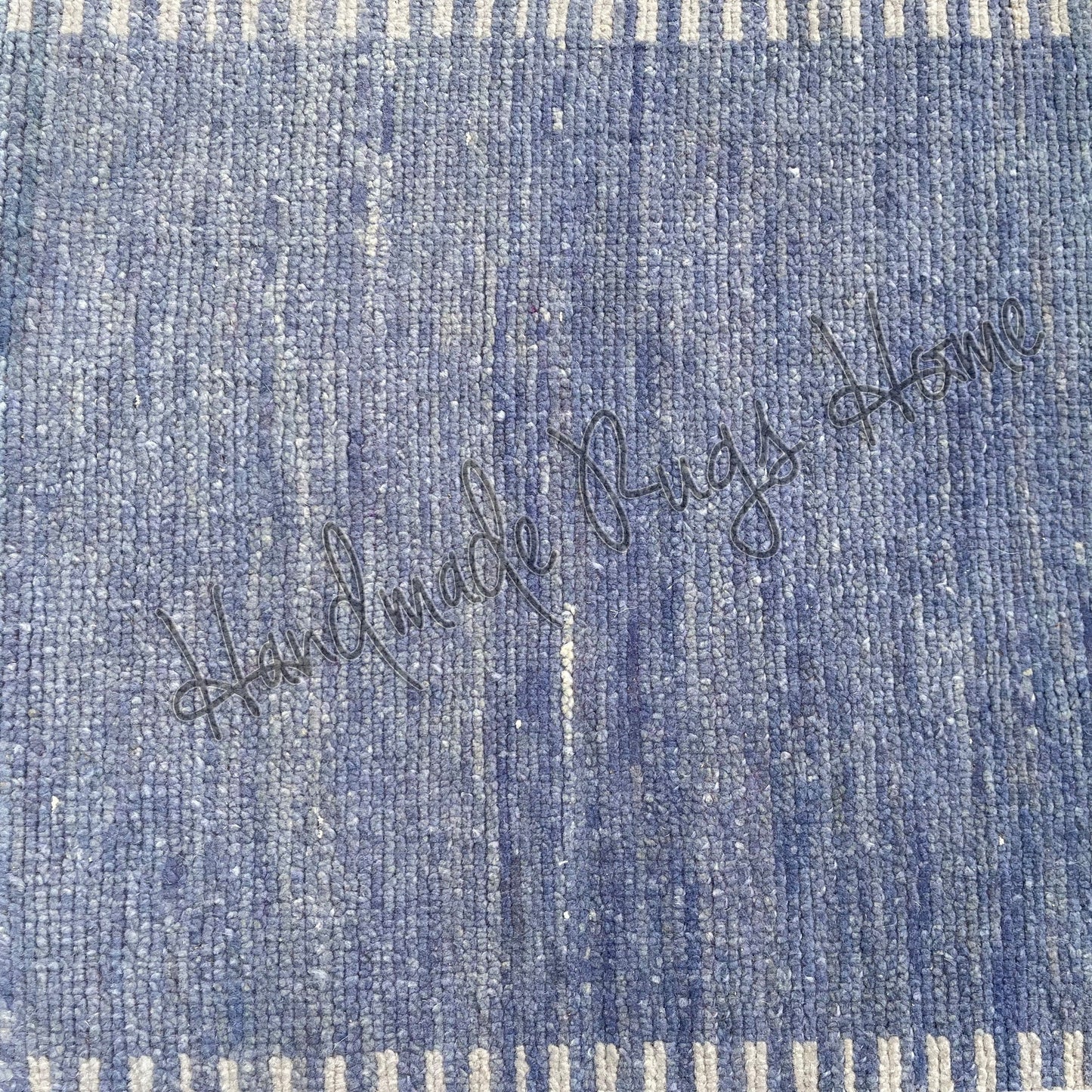 Handwoven Oushak Rug: Blue & Green Vintage Style Wool Carpet