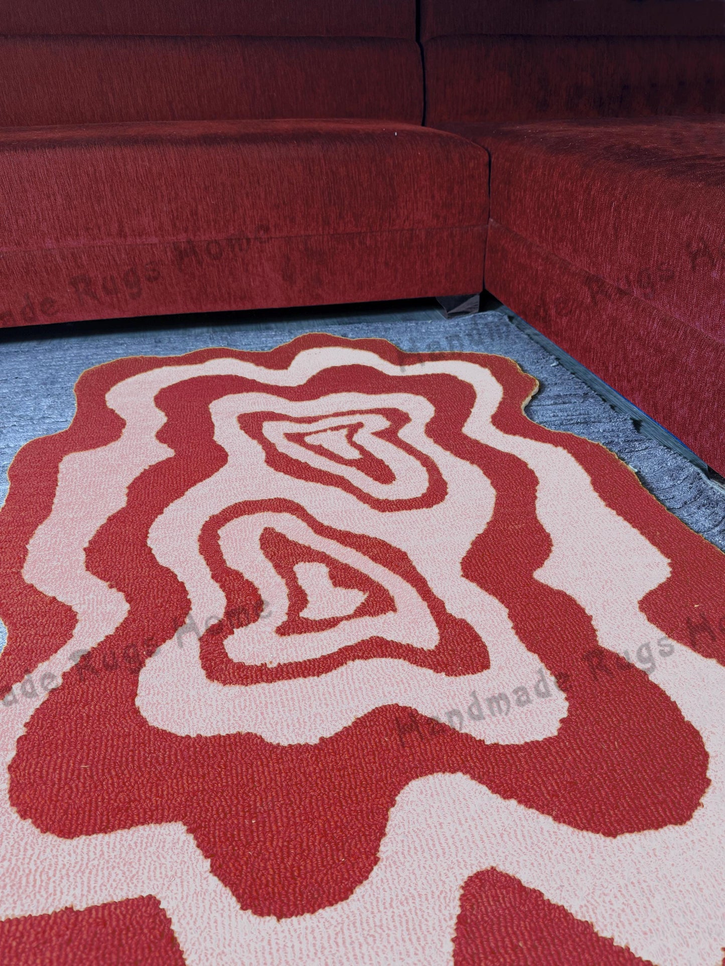 Hand-Tufted Wool Rug: Wavy Multicolor Artisan Carpet