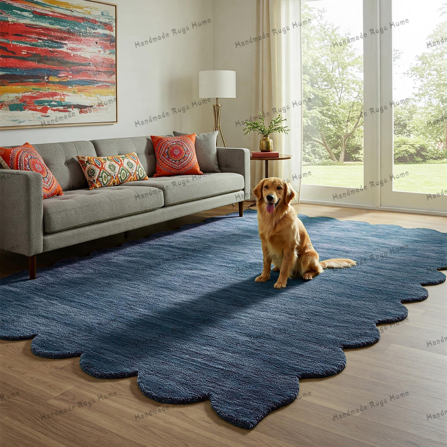 Unique hand-tufted green rug that combines artistry and functionality for modern living spaces.