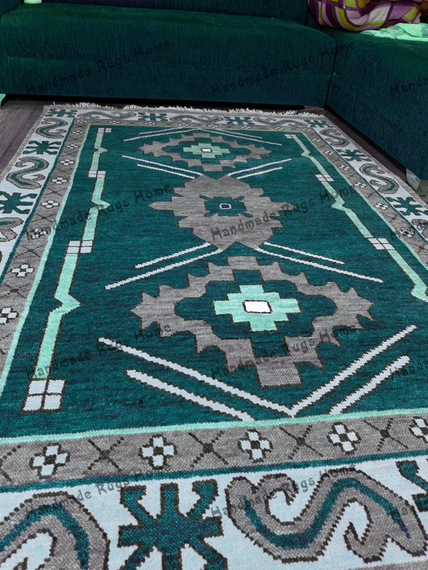 Unique ethnic Oushak rug with a blend of traditional and modern home decor styles.