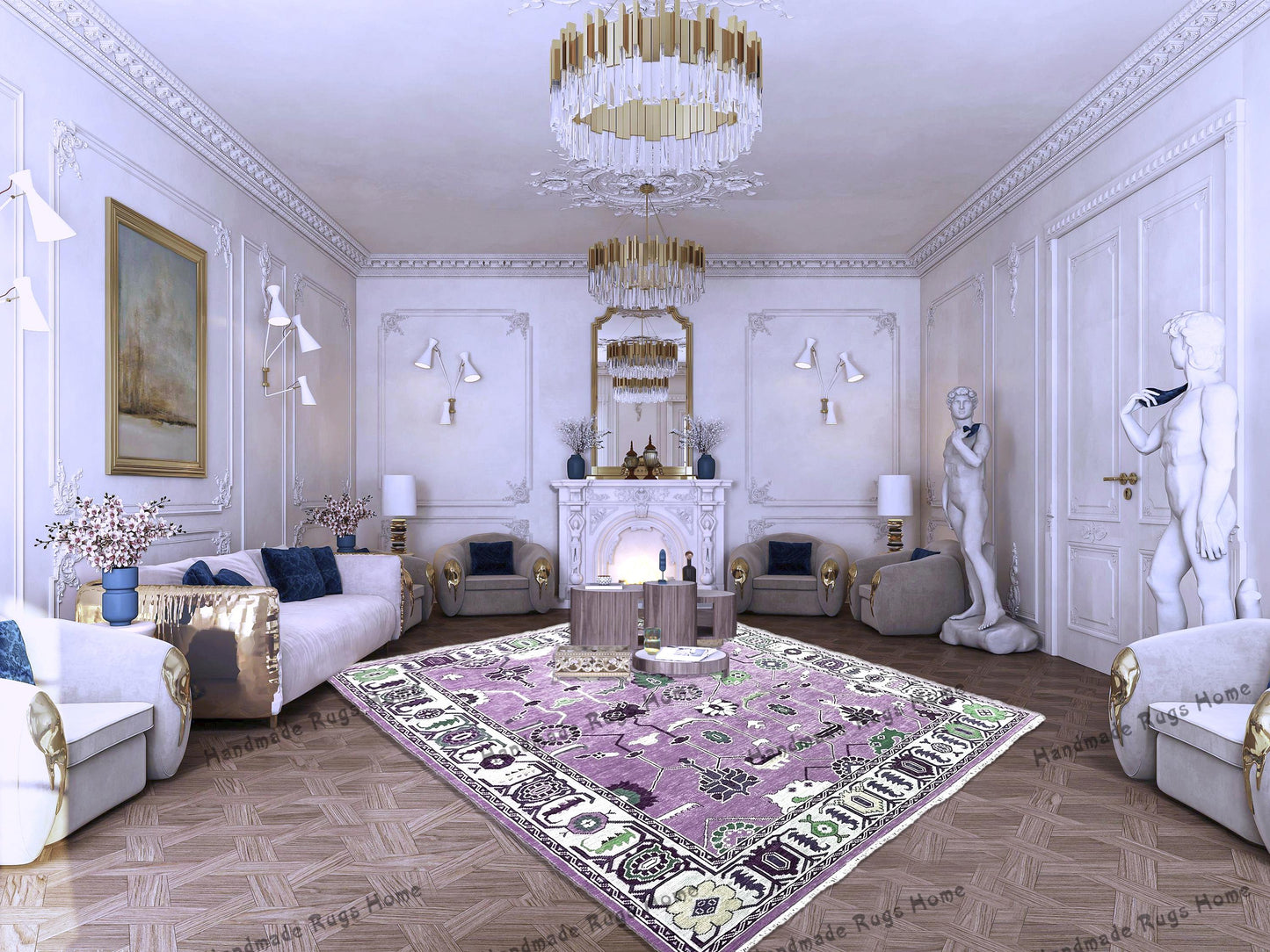 CONTEMPORARY OUSHAK, BLUE OUSHAK RUG