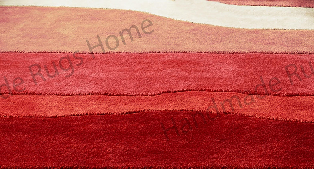 Hand-Tufted Wool Rug: Abstract Waves, Warm Earth Tones