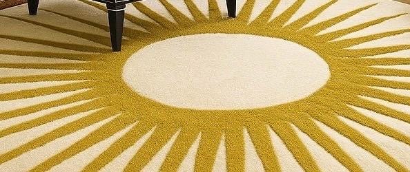 Hand Tufted Wool Round Rug: Multicolor Sun Design
