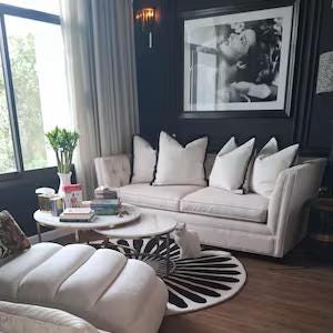 Hand Tufted Midnight Sunburst Rug, Black Ivory Modern Floor Covering