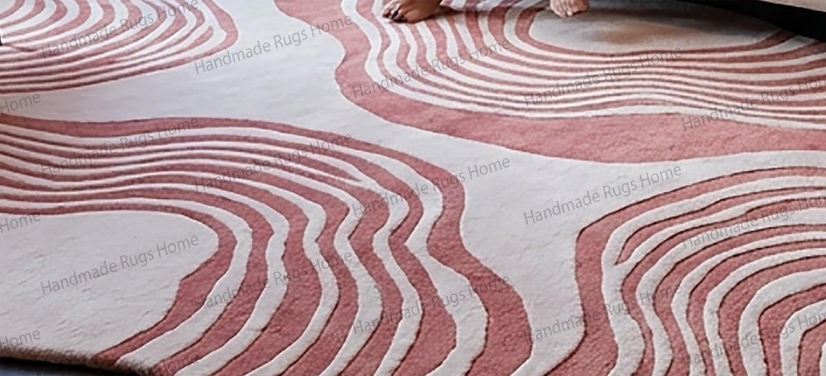 Hand-Tufted Wool Wave Rug, Modern Abstract Area Rug