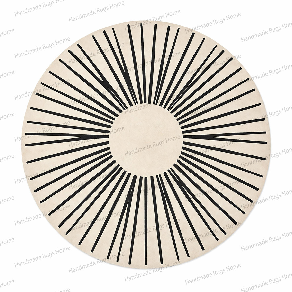 Midnightsunburst Round Wool Area Rug, Hand Tufted Rug