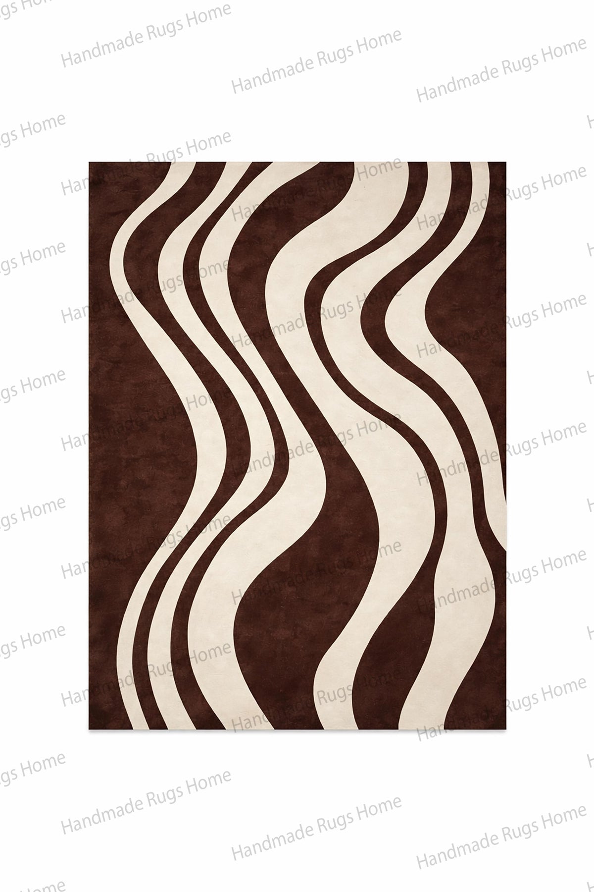 Statement floor decor with modern wave inspired pattern,
Elegant brown ivory rug styled in bright spacious room,
Artistic abstract wool carpet for sophisticated home styling