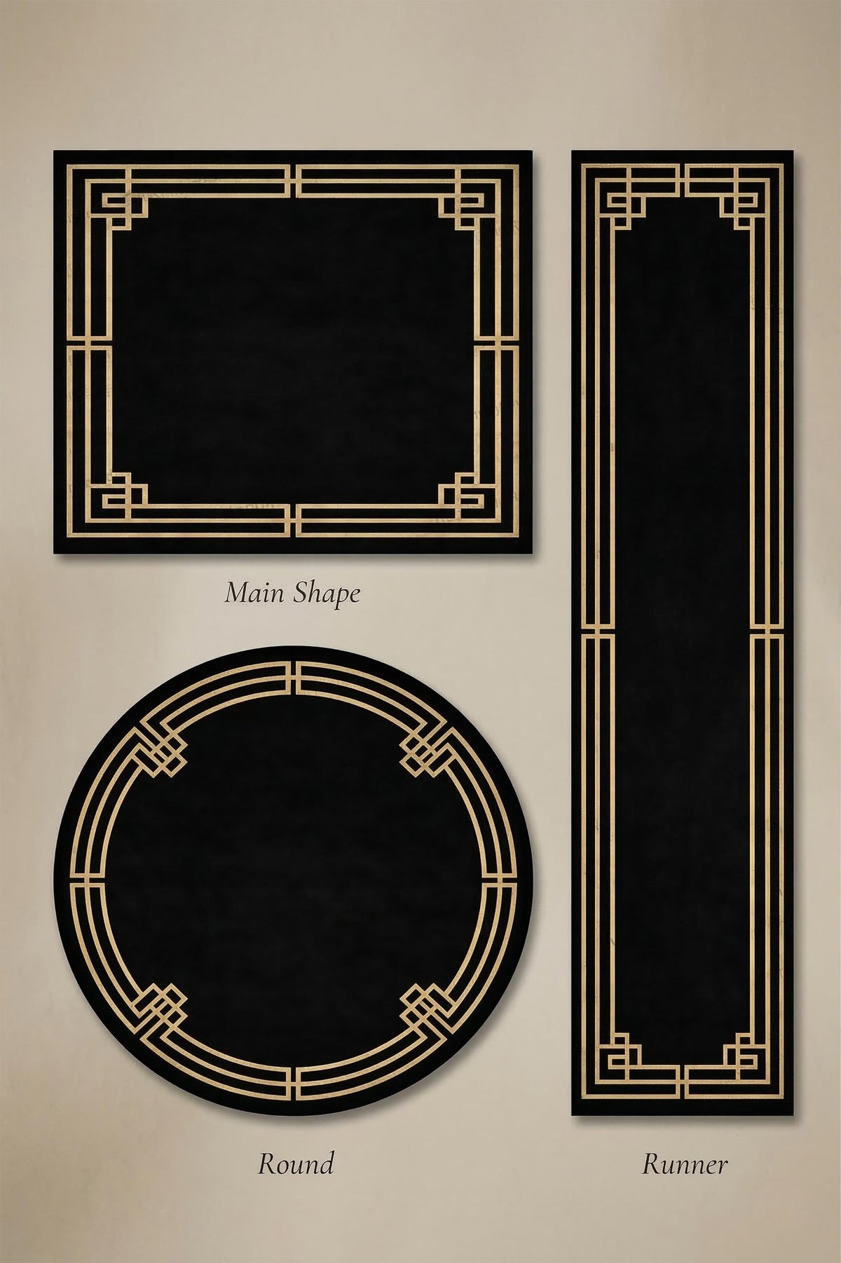 Midnight Regent – Black & Antique Gold Hand-Tufted Wool Rug