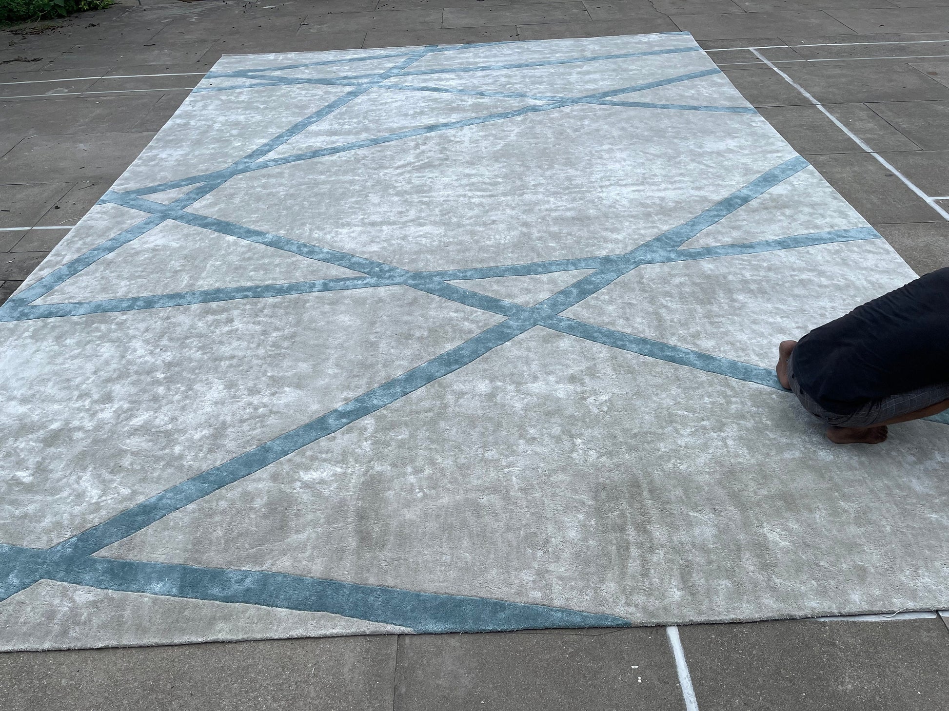 Vibrant area rug with soft hand-tufted textures in a mix of modern colors.