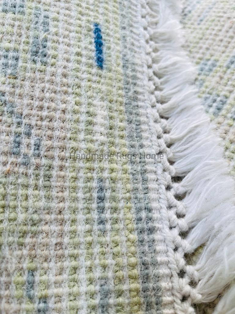 Handmade Wool Oushak Rug: Green Multi-Color Area Rug