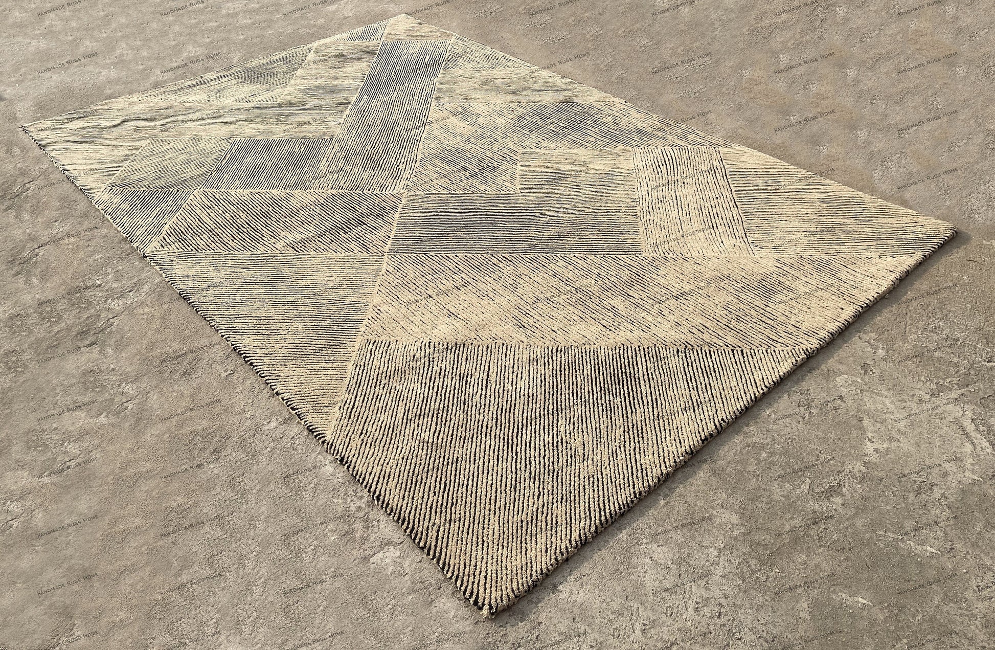 Unique modern colorful rug with intricate hand-tufted patterns for a cozy feel.