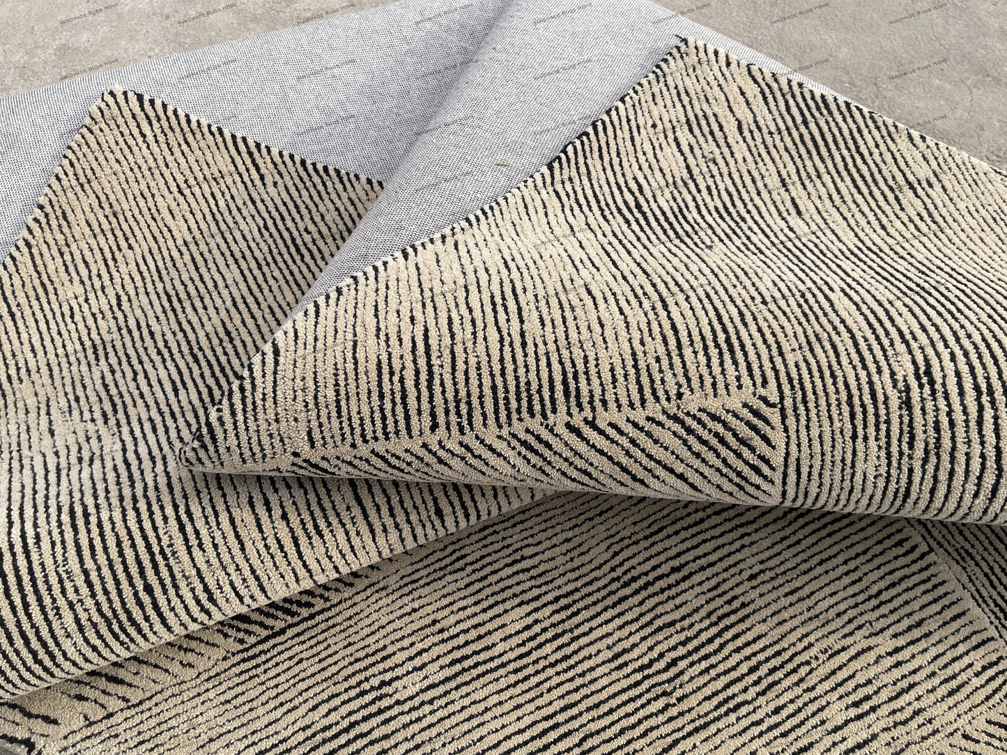 Luxurious hand-tufted rug with colorful modern patterns and soft textures.
