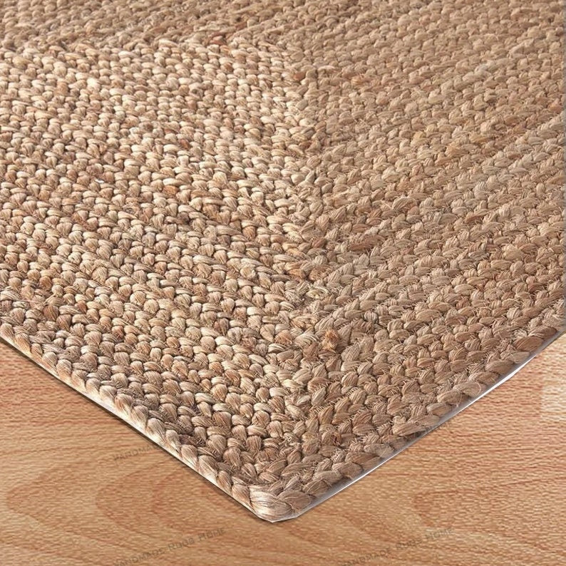 Handwoven Jute Runner Rug: Braided Boho Decor, Custom Size