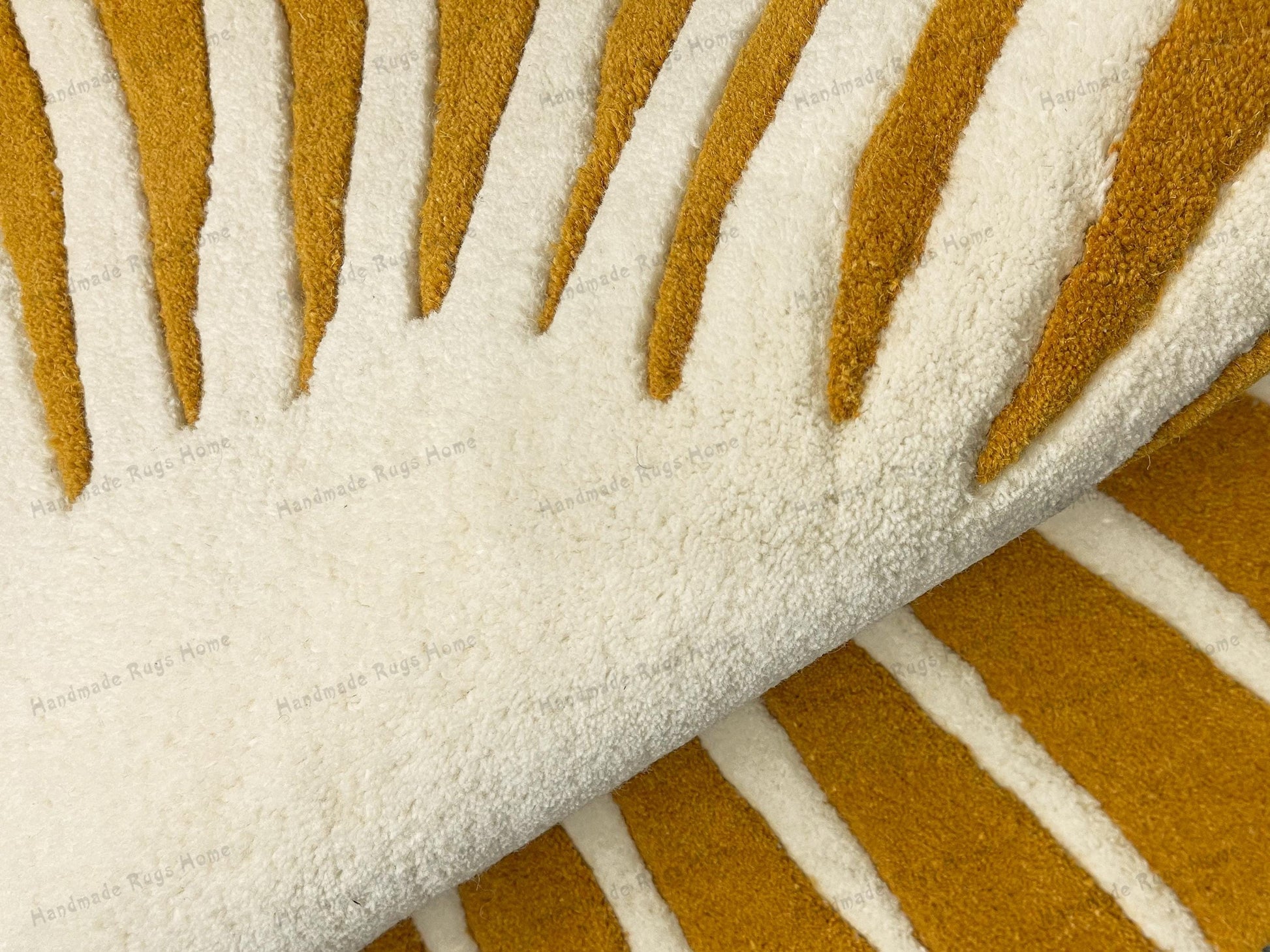 Custom handmade celestial rug featuring a golden sun pattern.