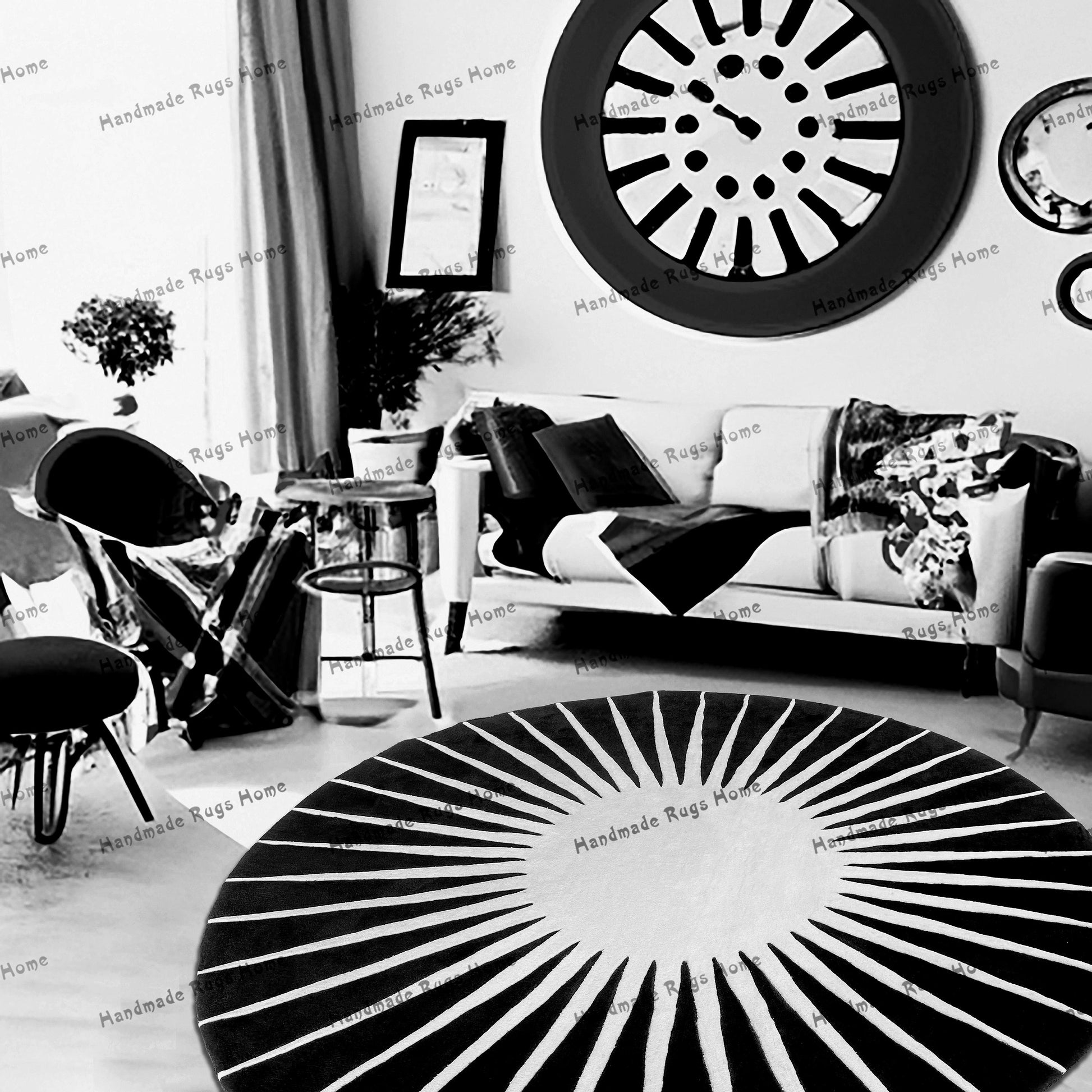 Premium wool rug with unique round shape
