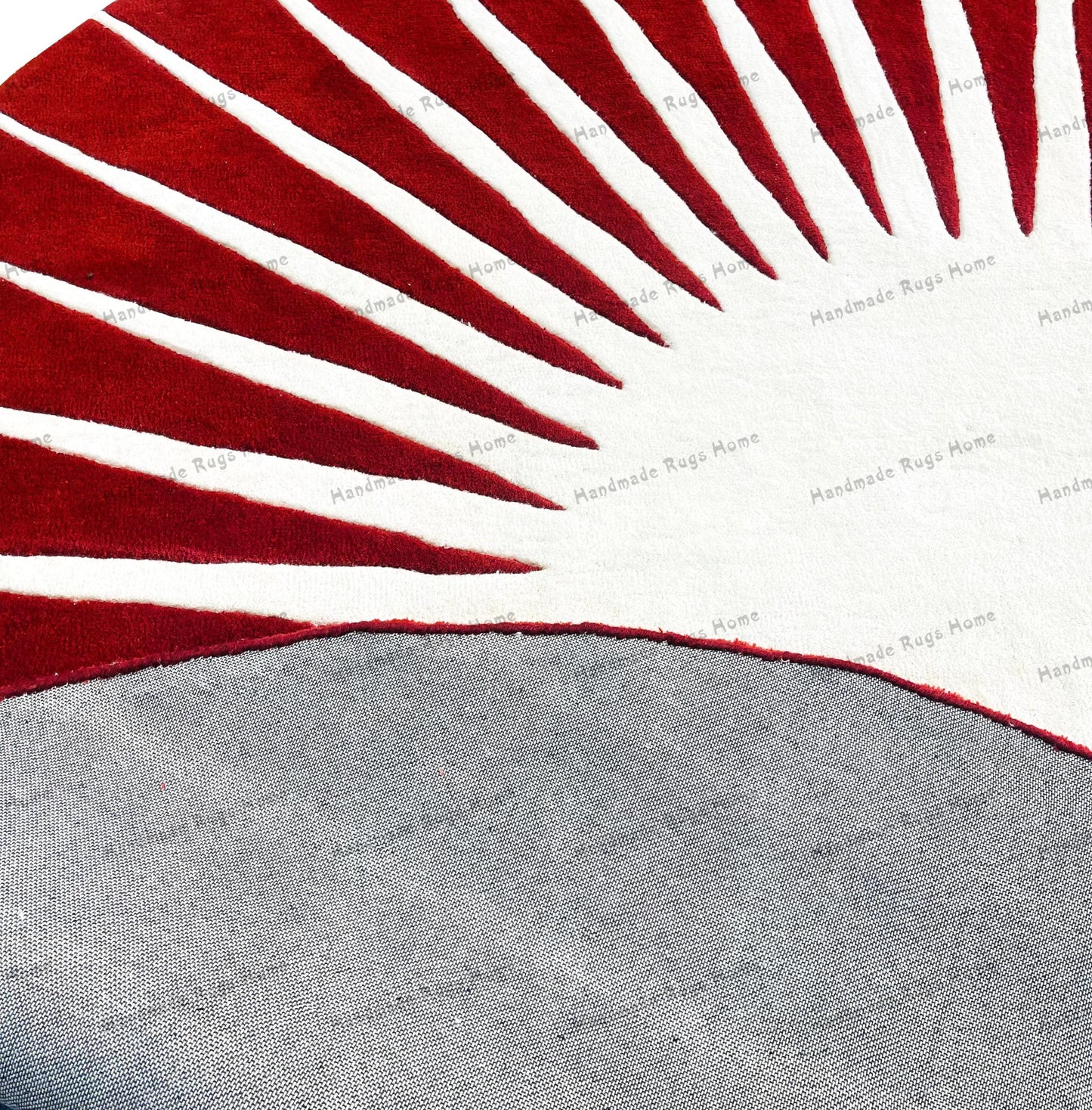 Geometric modern rug in rich crimson tones