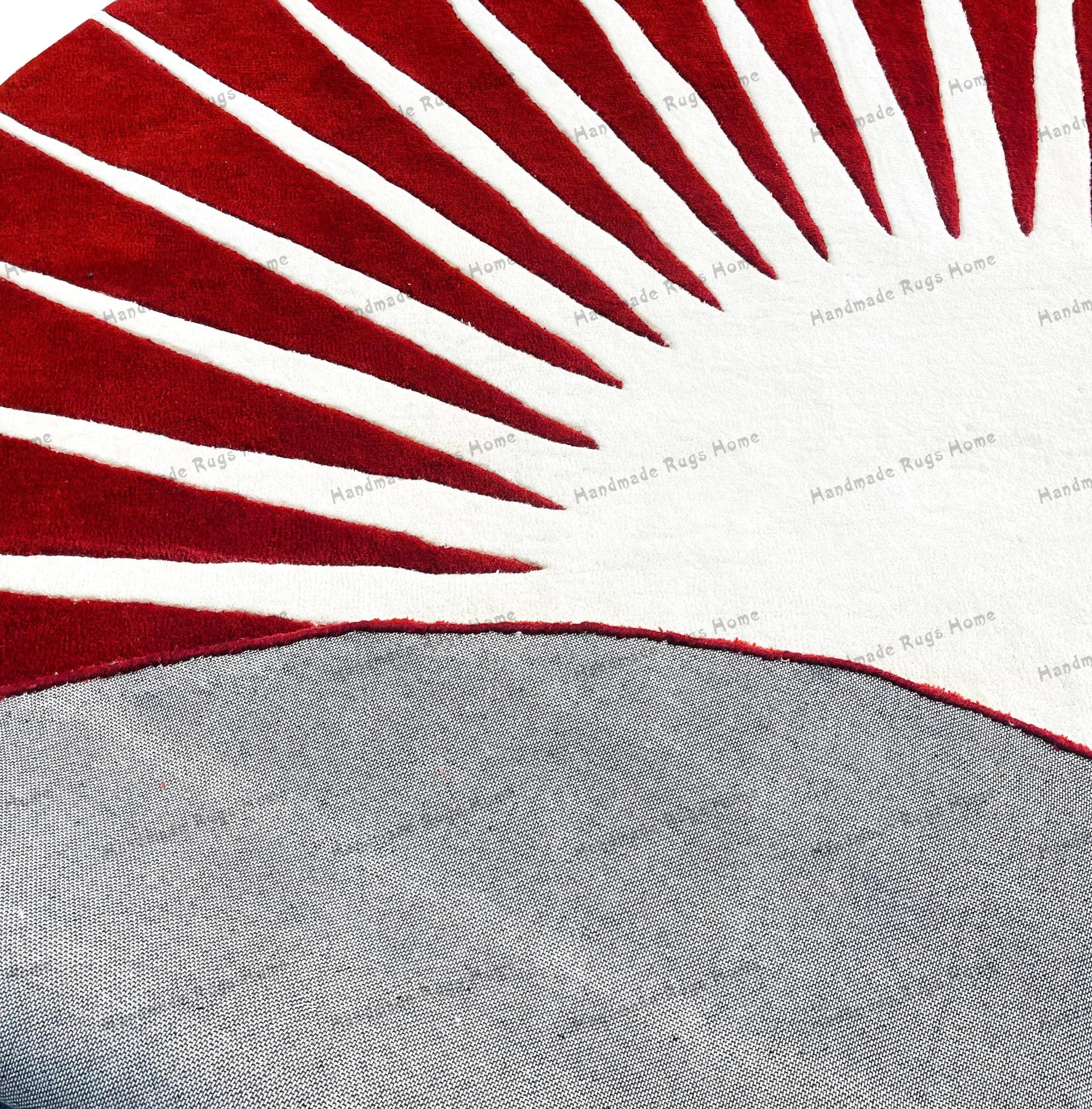 Geometric modern rug in rich crimson tones