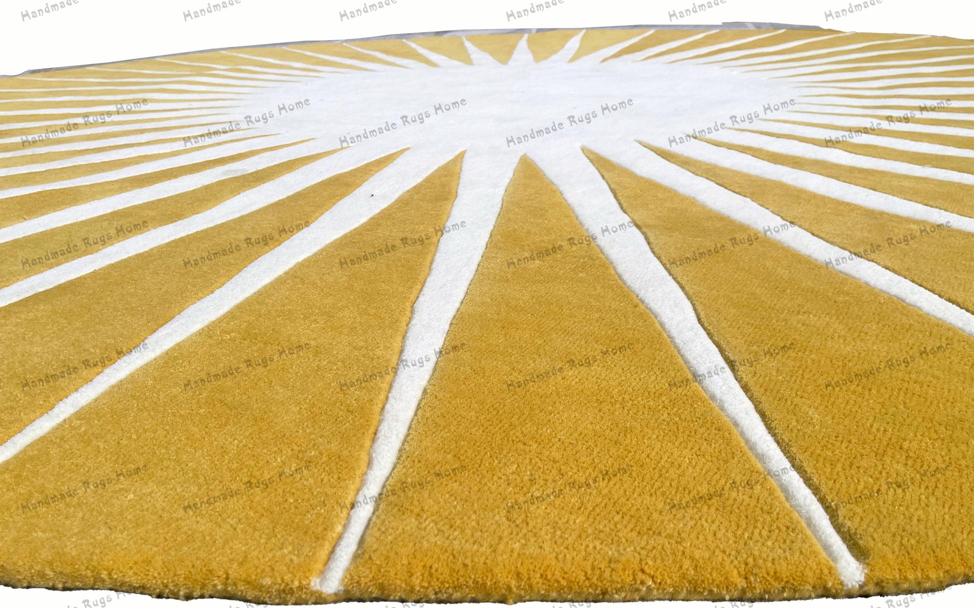 Elegant sun-themed statement rug, handcrafted for modern aesthetics.