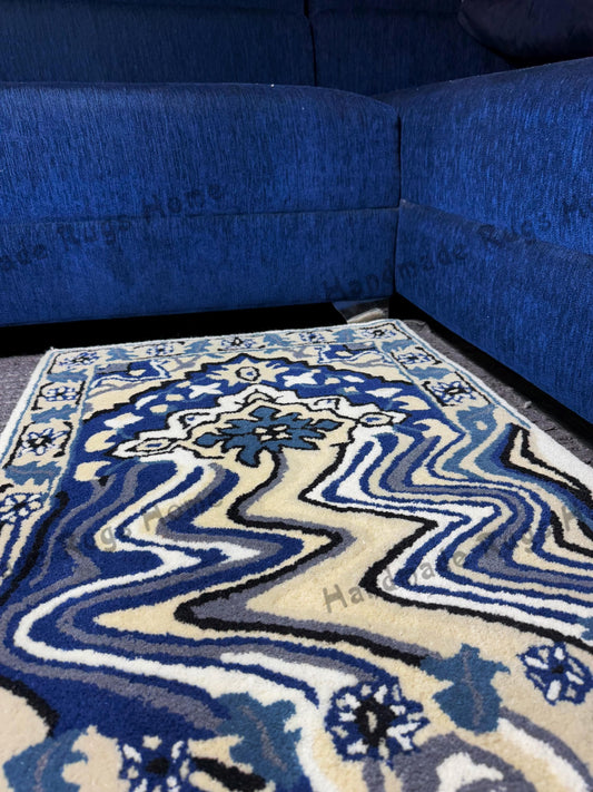 Hand-tufted melting rug featuring a vibrant drip design in soft, high-quality materials. This unique rug adds a playful and modern touch to any space, perfect for living rooms or creative areas. Elevate your decor with this eye-catching piece!