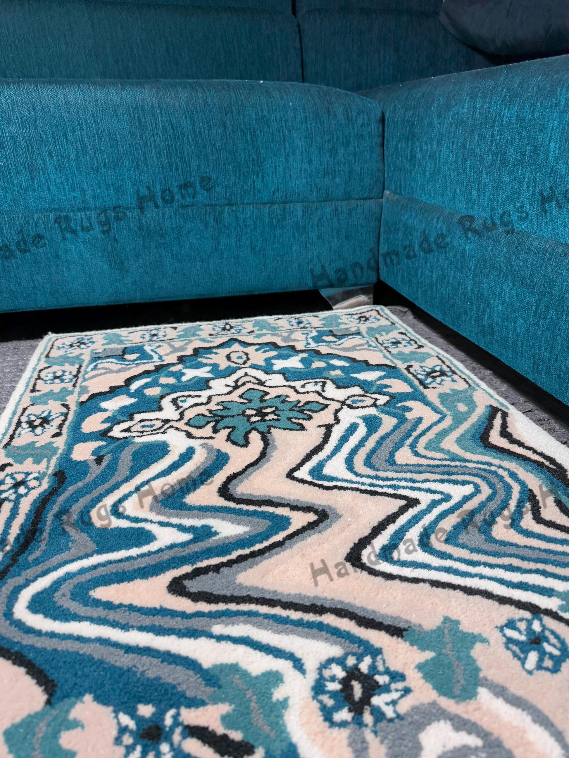 Hand-tufted melting rug featuring a vibrant drip design in soft, high-quality materials. This unique rug adds a playful and modern touch to any space, perfect for living rooms or creative areas. Elevate your decor with this eye-catching piece!