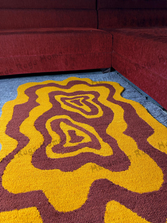 Hand-Tufted Wool Rug: Wavy Multicolor Artisan Carpet