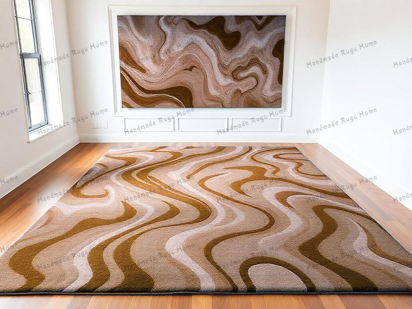 Handmade Tufted Wool Rug: Boho Chic Modern Area Rug (10x14)