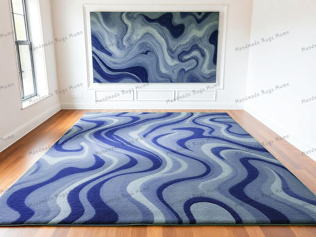 Handmade Tufted Wool Rug: Boho Chic Modern Area Rug (10x14)