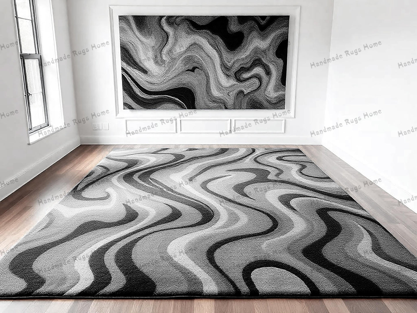 Handmade Tufted Wool Rug: Boho Chic Modern Area Rug (10x14)