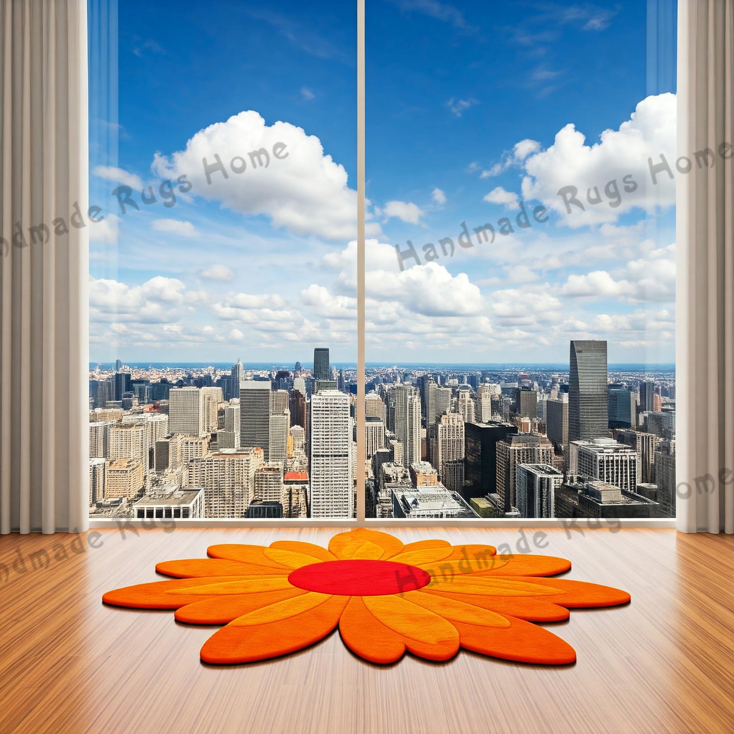 Hand-Tufted Wool Flower Rug: Modern Floral Area Rug