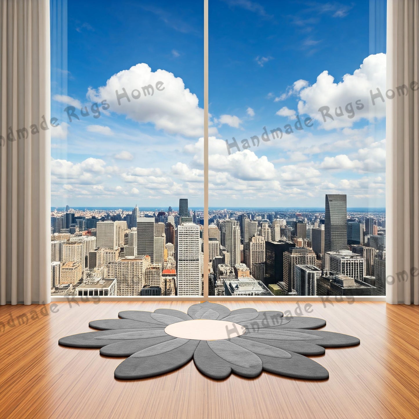 Hand-Tufted Wool Flower Rug: Modern Floral Area Rug