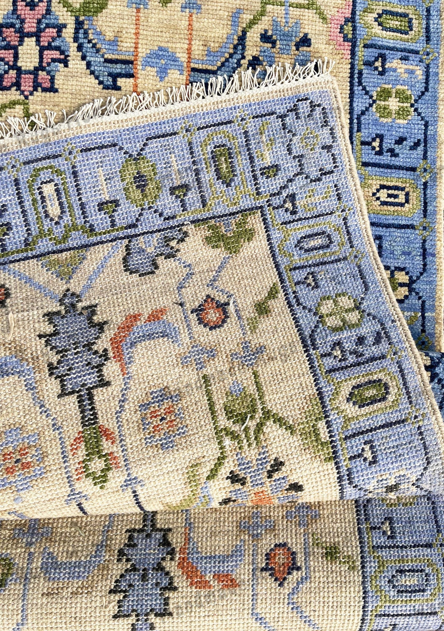 Hand Knotted Wool Oushak Rug: Vintage Turkish Style, Customizable
