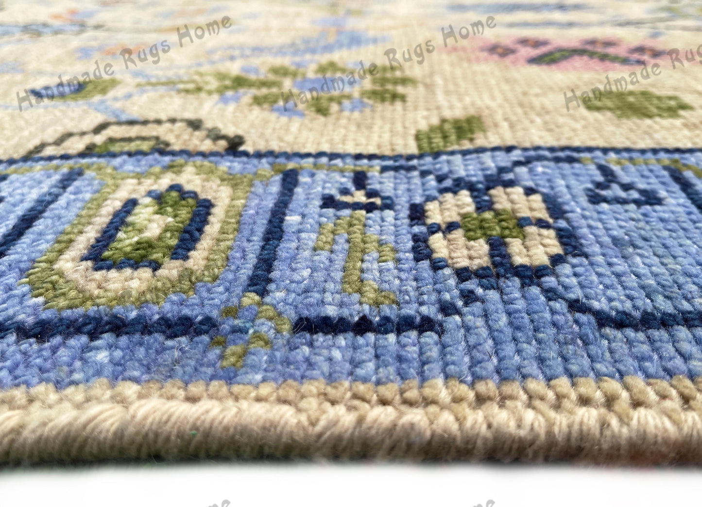 Hand Knotted Wool Oushak Rug: Vintage Turkish Style, Customizable