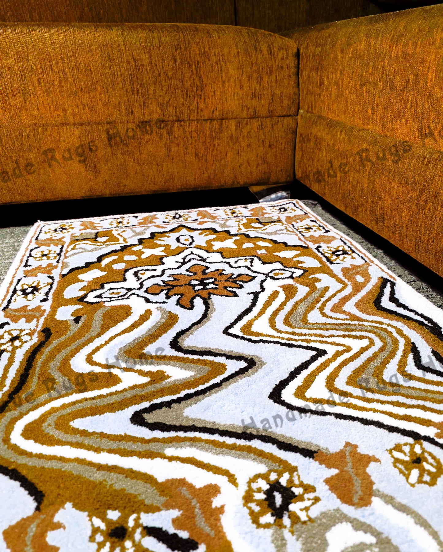Hand-tufted melting rug featuring a vibrant drip design in soft, high-quality materials. This unique rug adds a playful and modern touch to any space, perfect for living rooms or creative areas. Elevate your decor with this eye-catching piece!