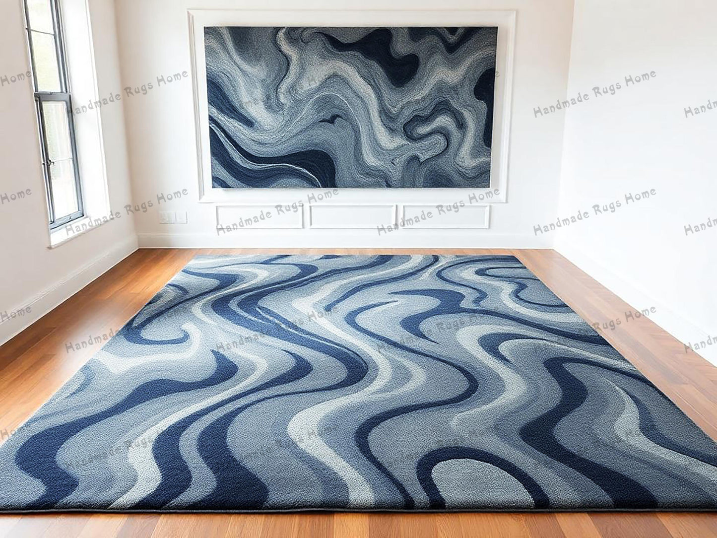 Handmade Tufted Wool Rug: Boho Chic Modern Area Rug (10x14)