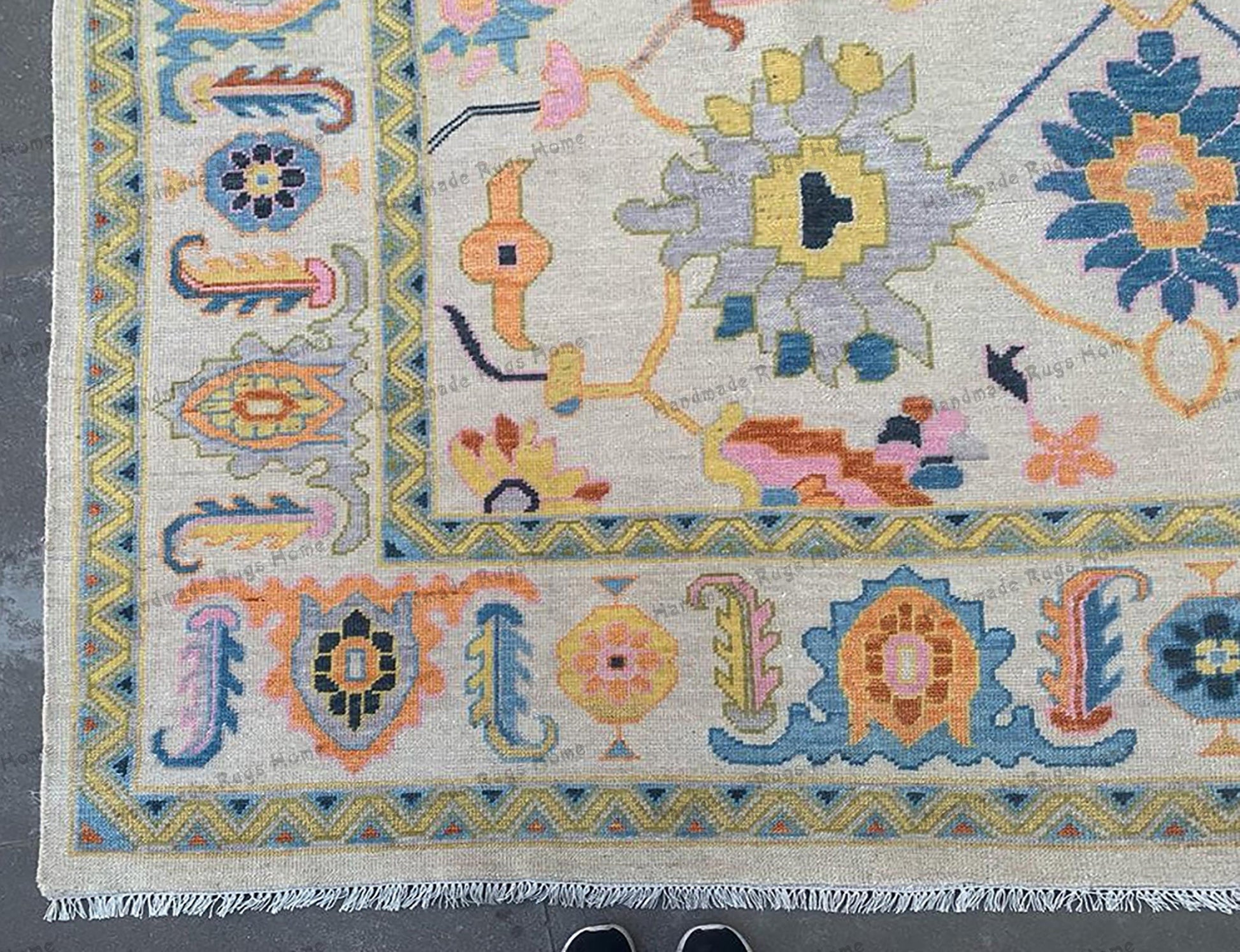 High-quality wool rug with intricate floral motifs