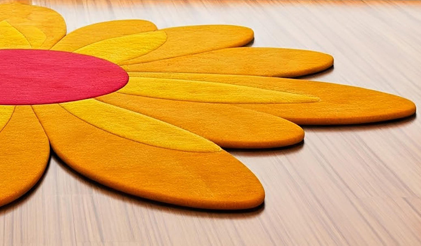 Hand-Tufted Wool Flower Rug: Modern Floral Area Rug