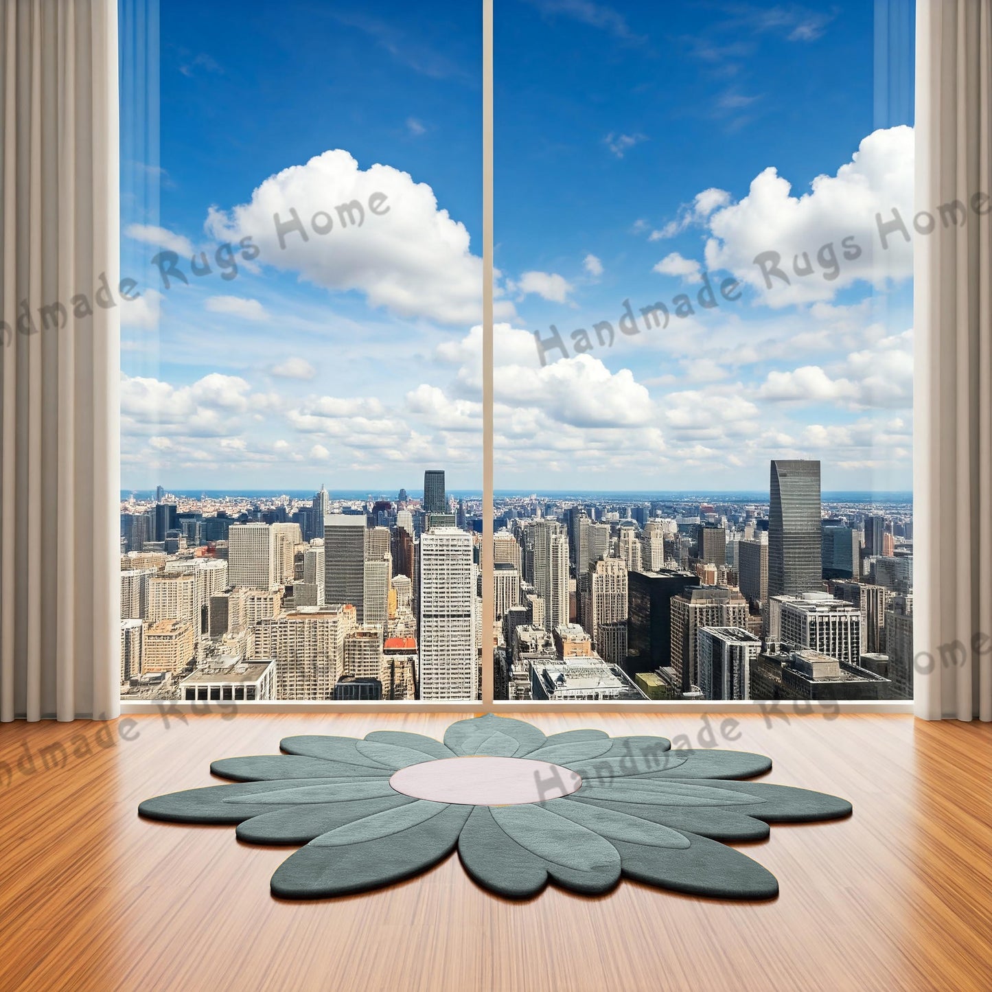 Hand-Tufted Wool Flower Rug: Modern Floral Area Rug