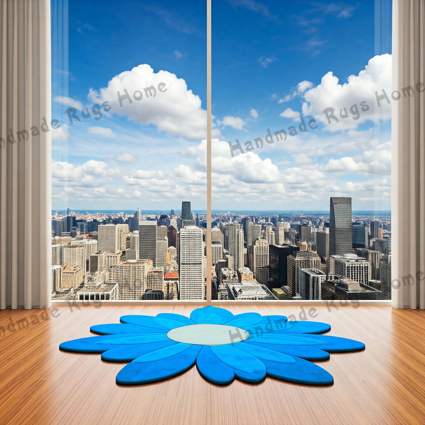 Hand-Tufted Wool Flower Rug: Modern Floral Area Rug