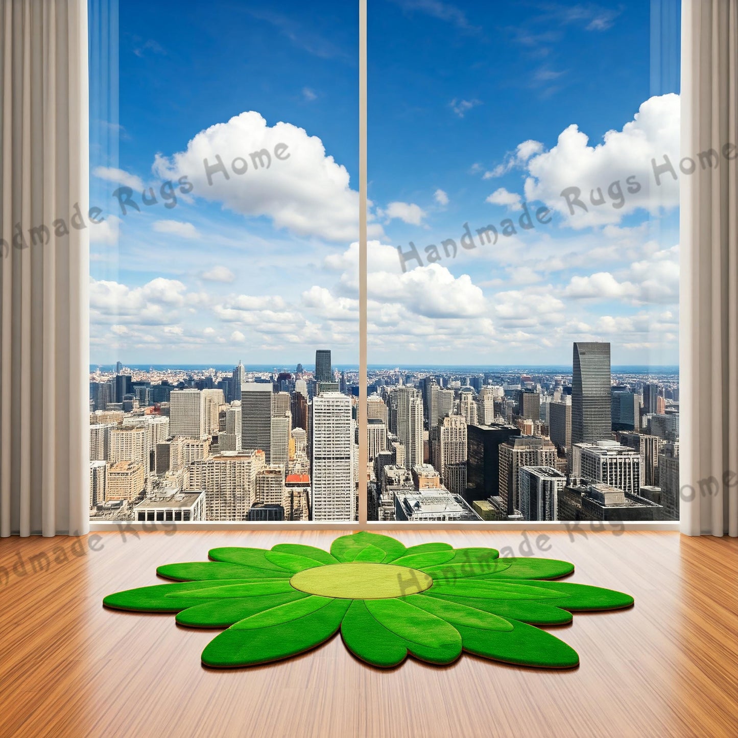 Hand-Tufted Wool Flower Rug: Modern Floral Area Rug