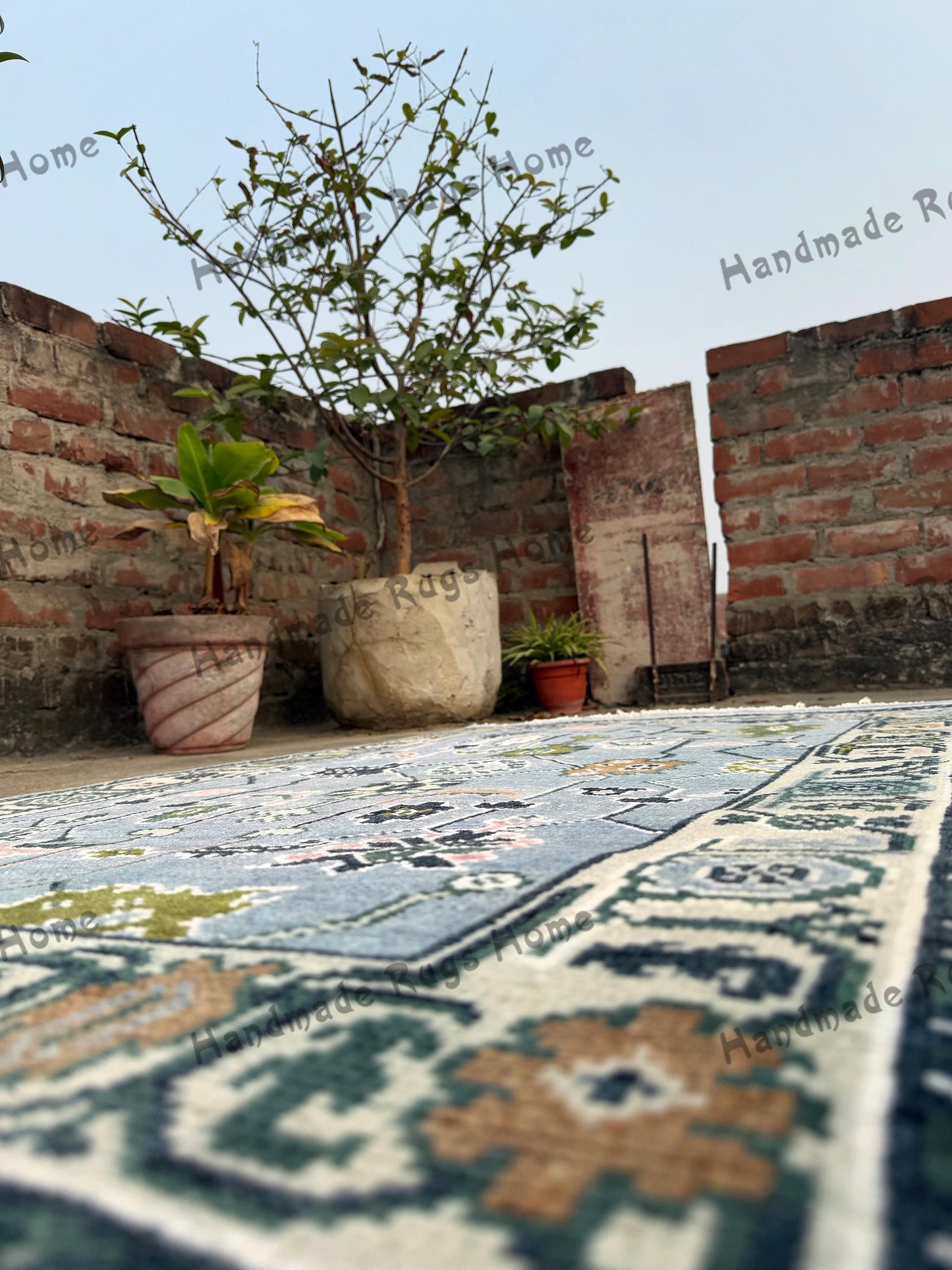Unique Turkish style Oushak rug, hand knotted with care, great for home decoration.