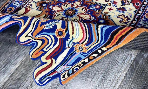 Handmade Tufted Wool Rug: Modern Persian Design