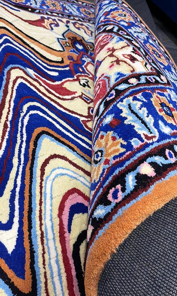 Handmade Tufted Wool Rug: Modern Persian Design