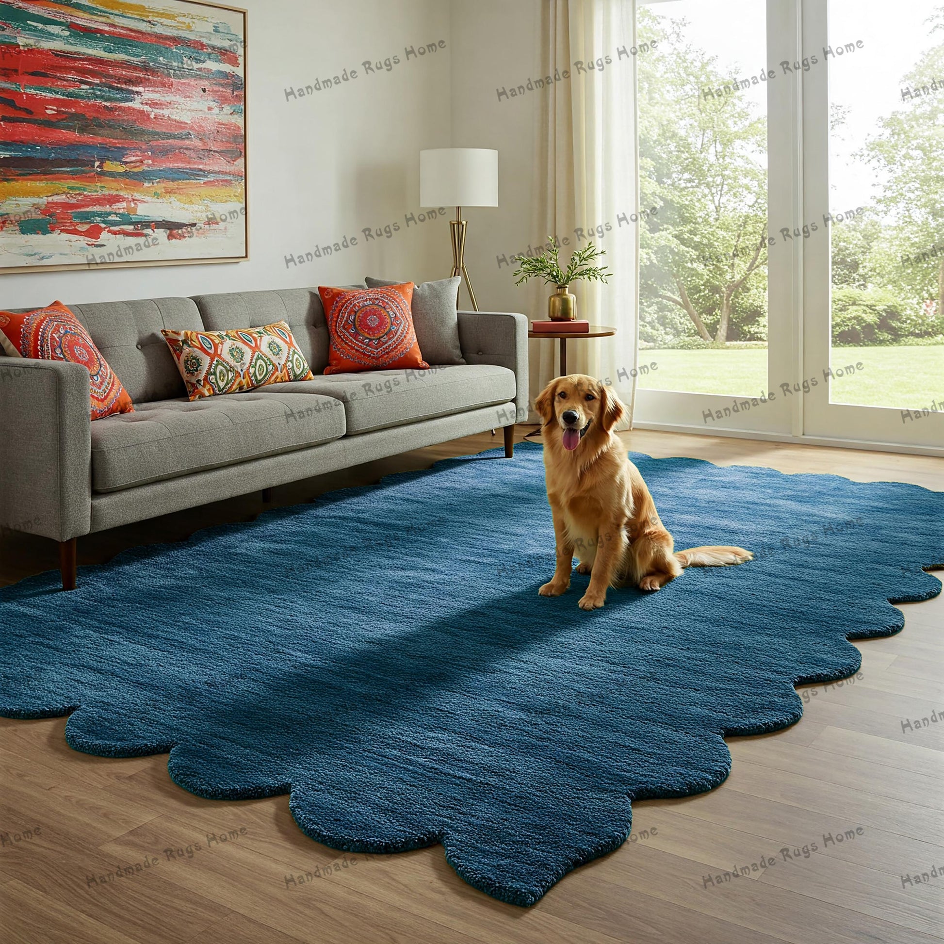 Sustainable hand-tufted rug in a rich green hue, crafted with care for eco-friendly homes.