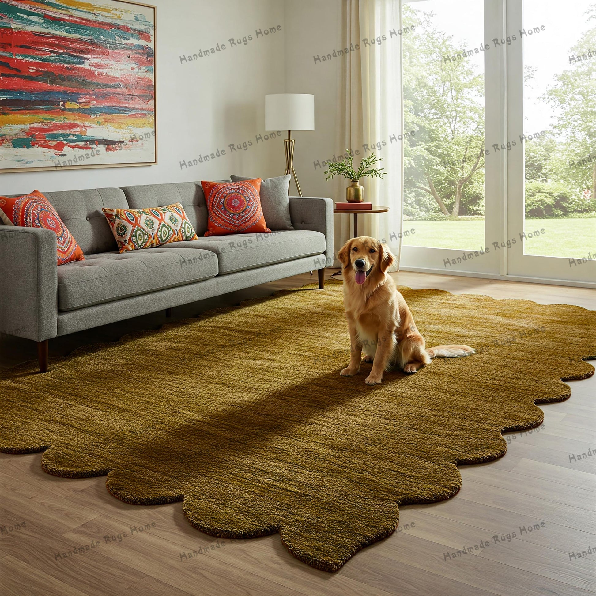 Elegant hand-tufted rug in a soothing green shade, enhancing your decor with a touch of nature.