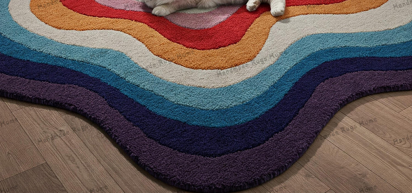 Soft and plush tufted rug in neutral tones, perfect for creating a minimalist aesthetic.