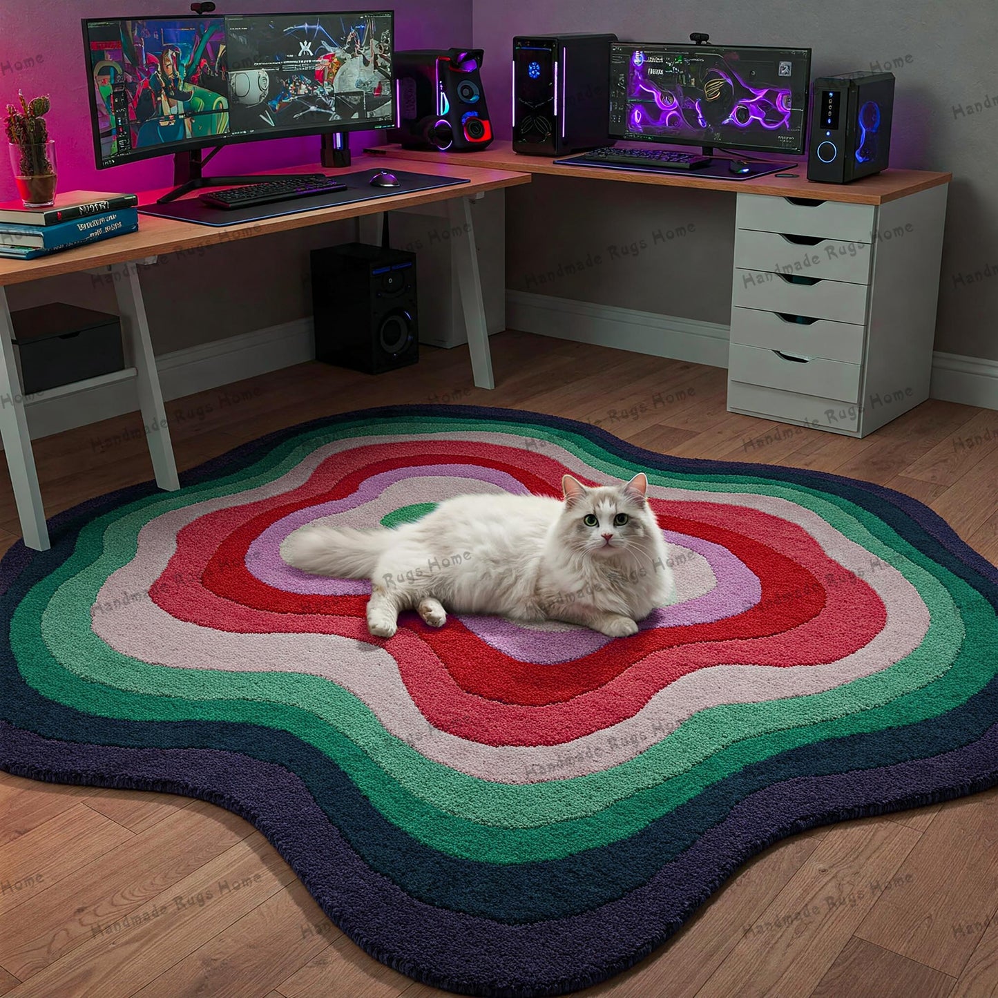 High-pile tufted rug in pastel shades, ideal for nurseries or kid-friendly spaces.