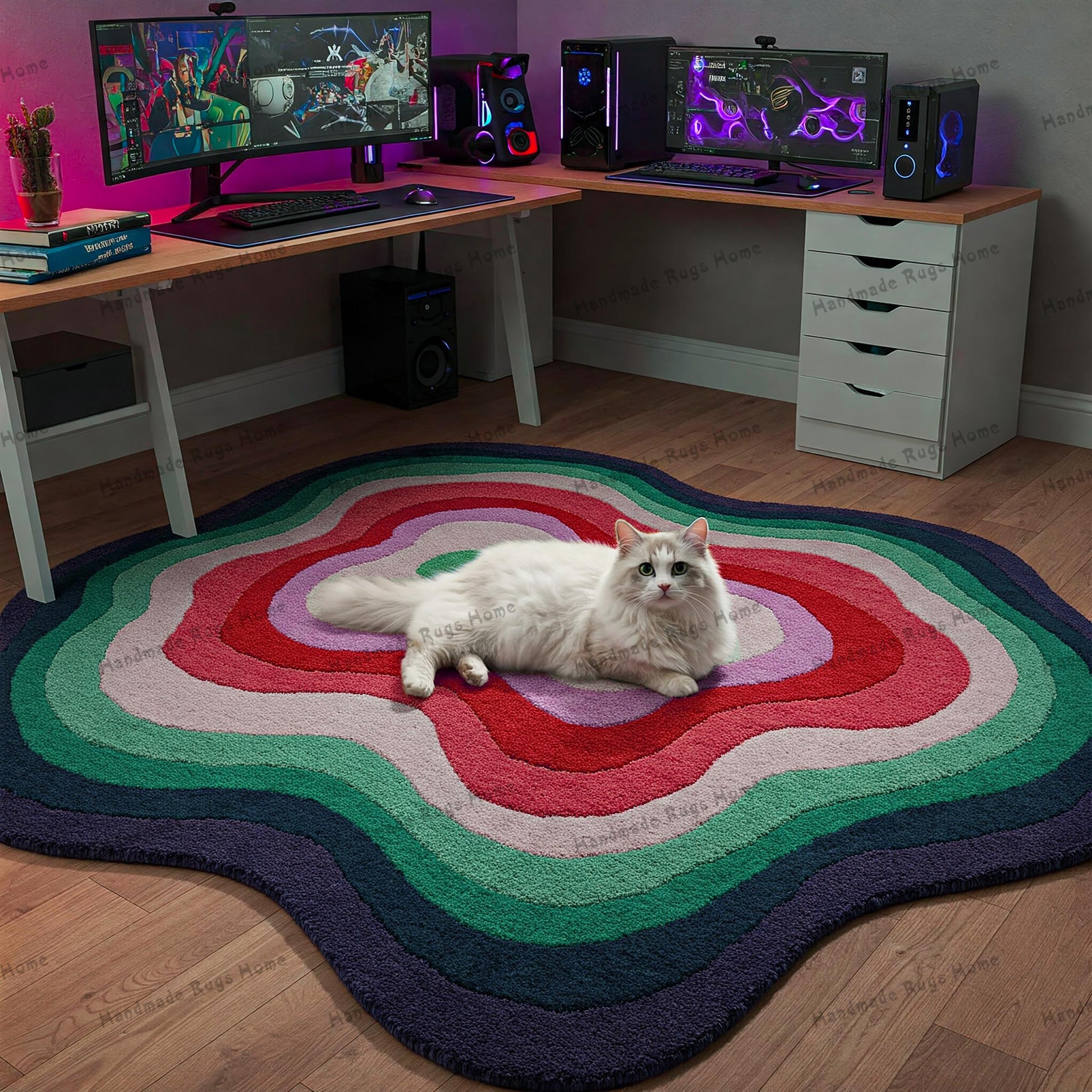 High-pile tufted rug in pastel shades, ideal for nurseries or kid-friendly spaces.