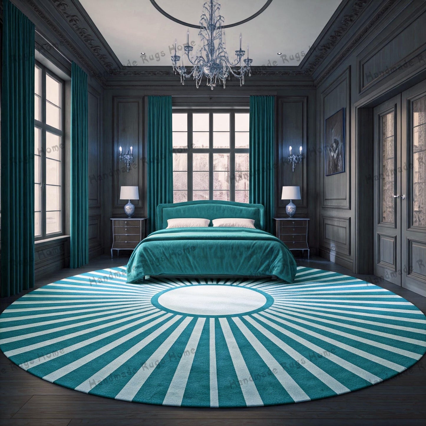 Wool Sun Round Rug: Hand-Tufted Multicolor Area Rug