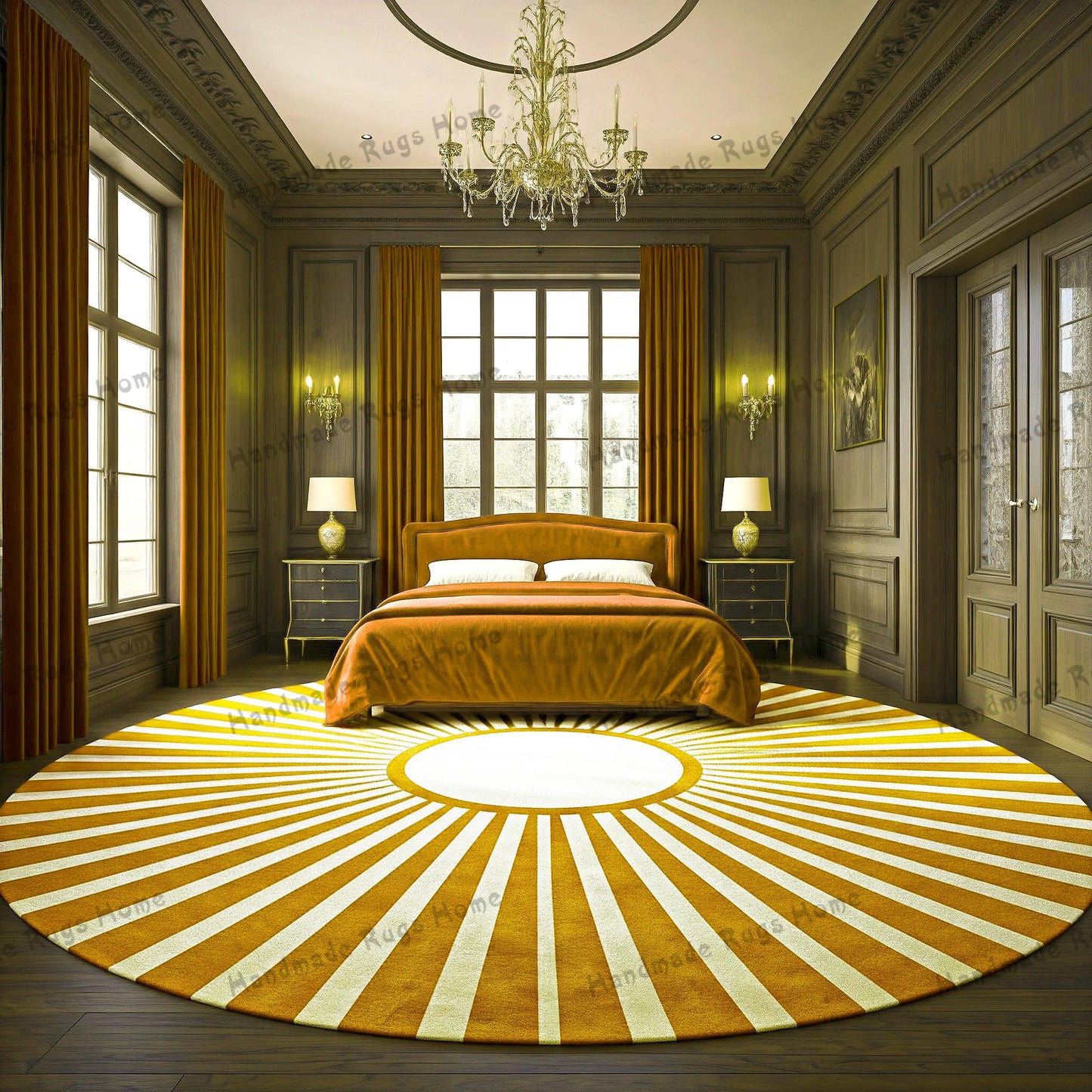 Mustard Hand Tufted Rug, Tufted Rug, Carpet, Round Rug
