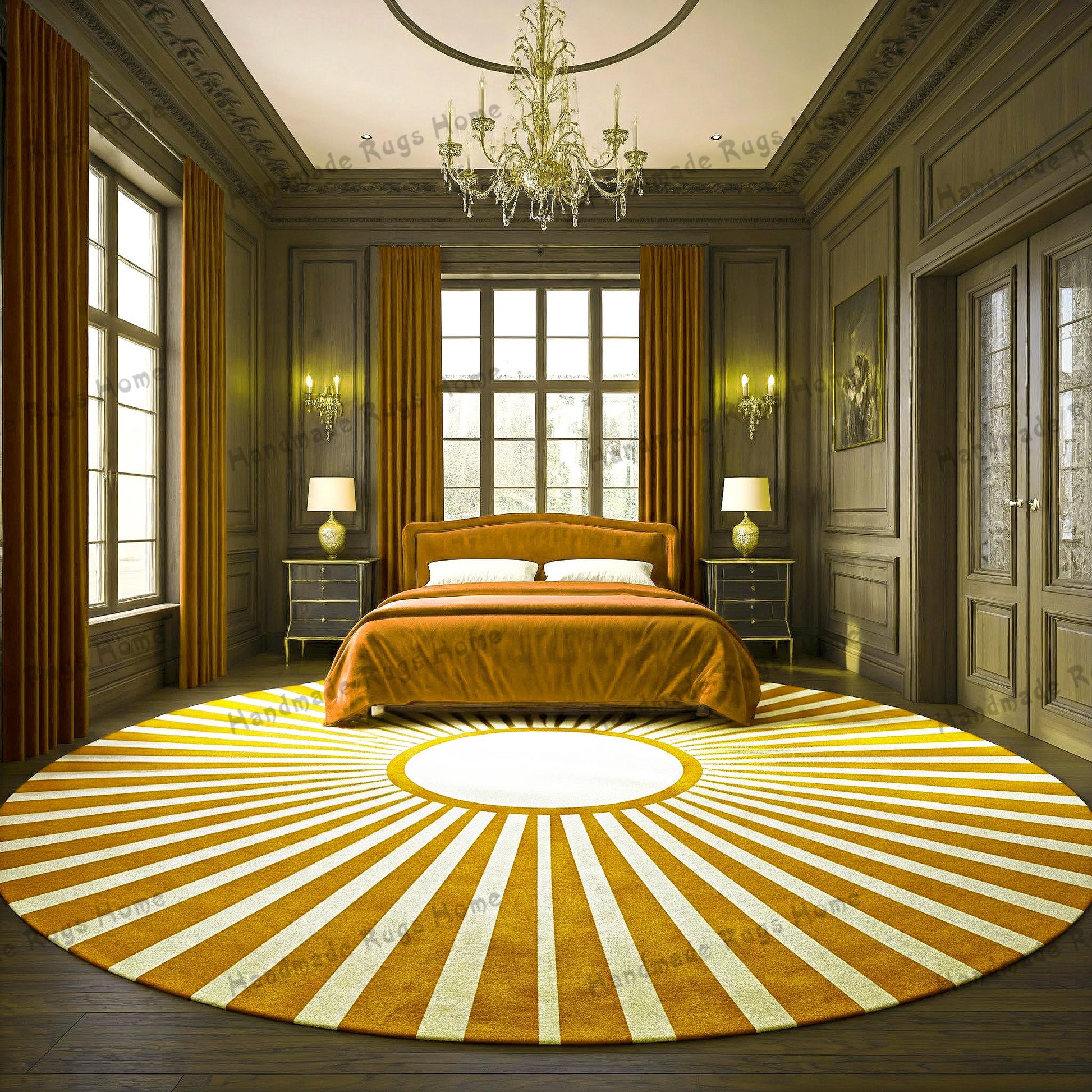 Mustard Hand Tufted Rug, Tufted Rug, Carpet, Round Rug